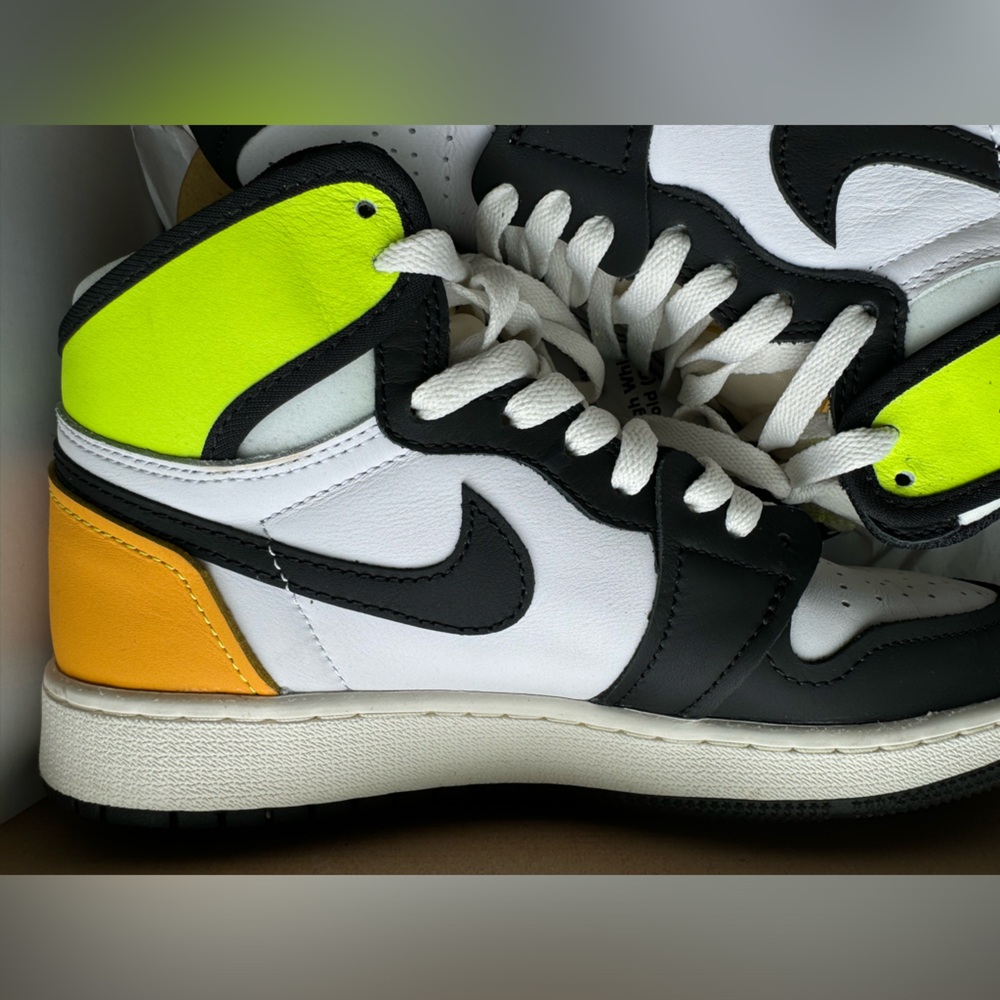Nike Women’s High-Top Sneakers in White, Black, Neon Yellow & Orange